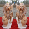 Natural stone outdoor sculpture marble lion with wings statue